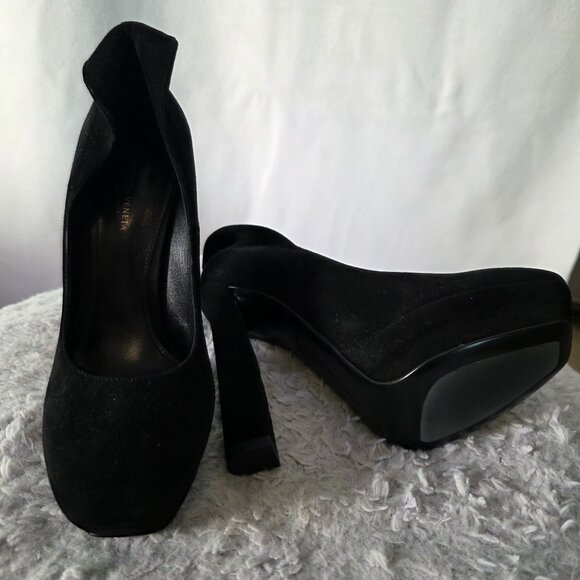 Never Worn Bottega Veneta black suede platform pumps size - Picture 1 of 5